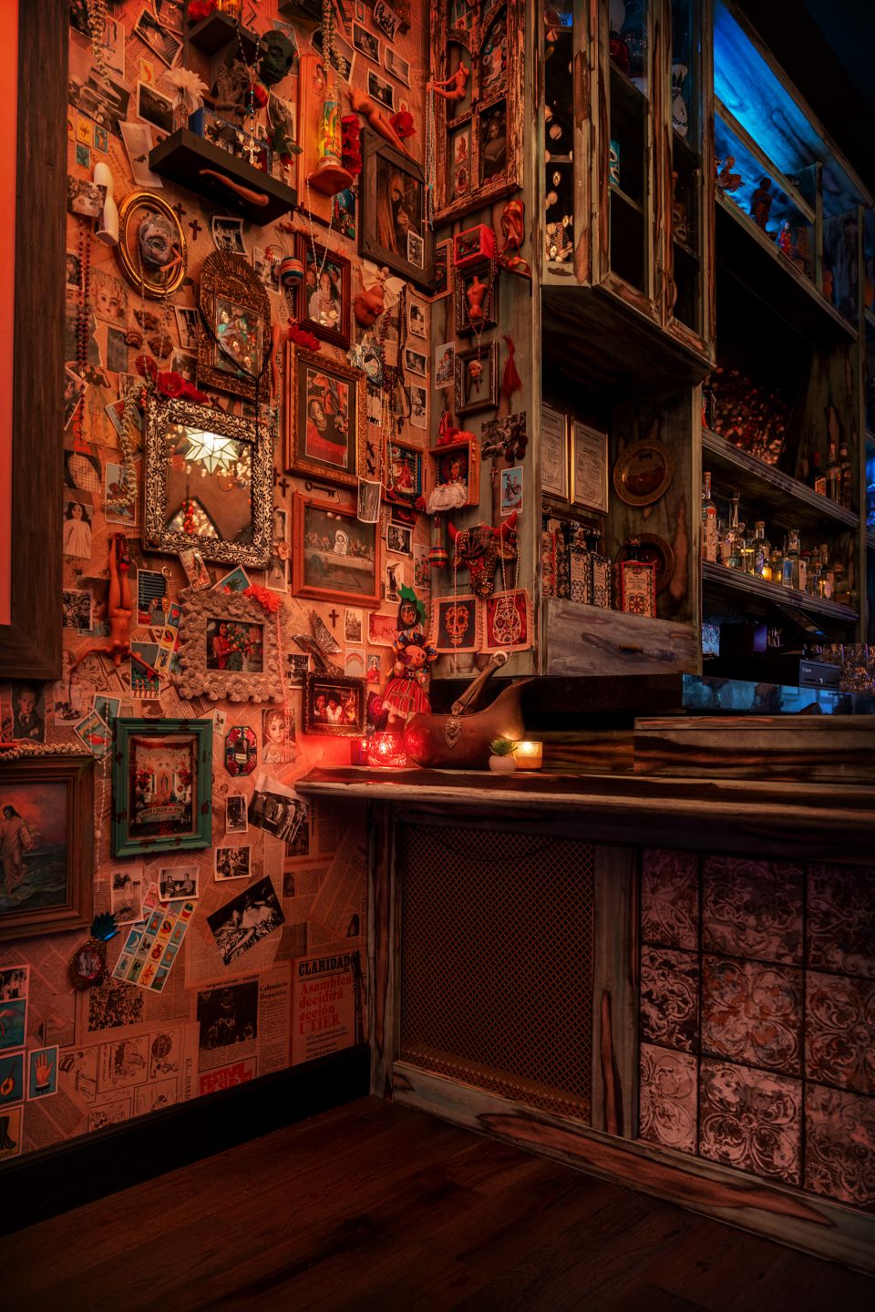 Lucky Day Bar - wall filled with framed images